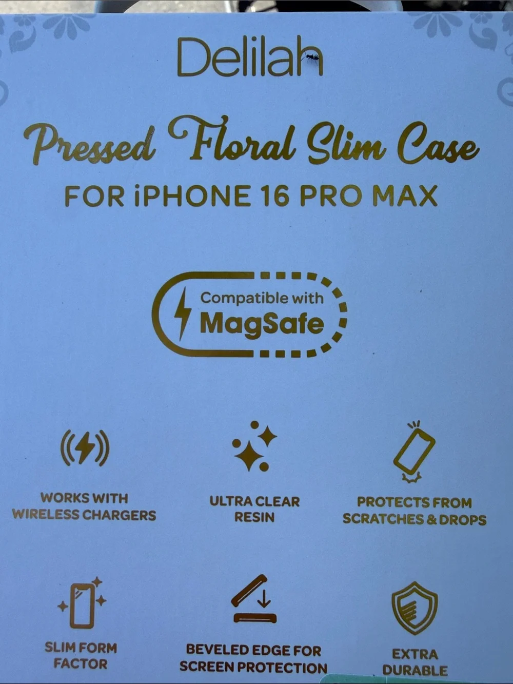 iPhone pro max case. Delilah Pressed Floral Slim Case - Clear with White Flowers
